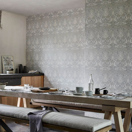 Pure Dove & Rose Wallpaper - Cloud Grey - 216520 - Morris & Co - Premier Wallcovering