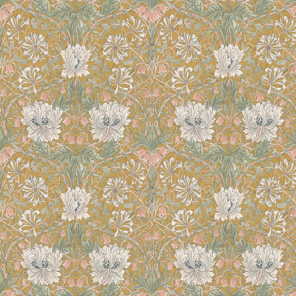 Pure Honeysuckle & Tulip Wallpaper - Gold - 217384 - Morris Wallpaper WD - Premier Wallcovering