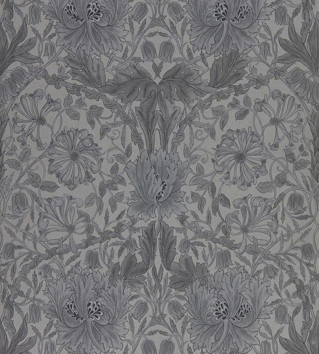 Pure Honeysuckle & Tulip Wallpaper - Black Ink - 216523 - Morris & Co - Premier Wallcovering