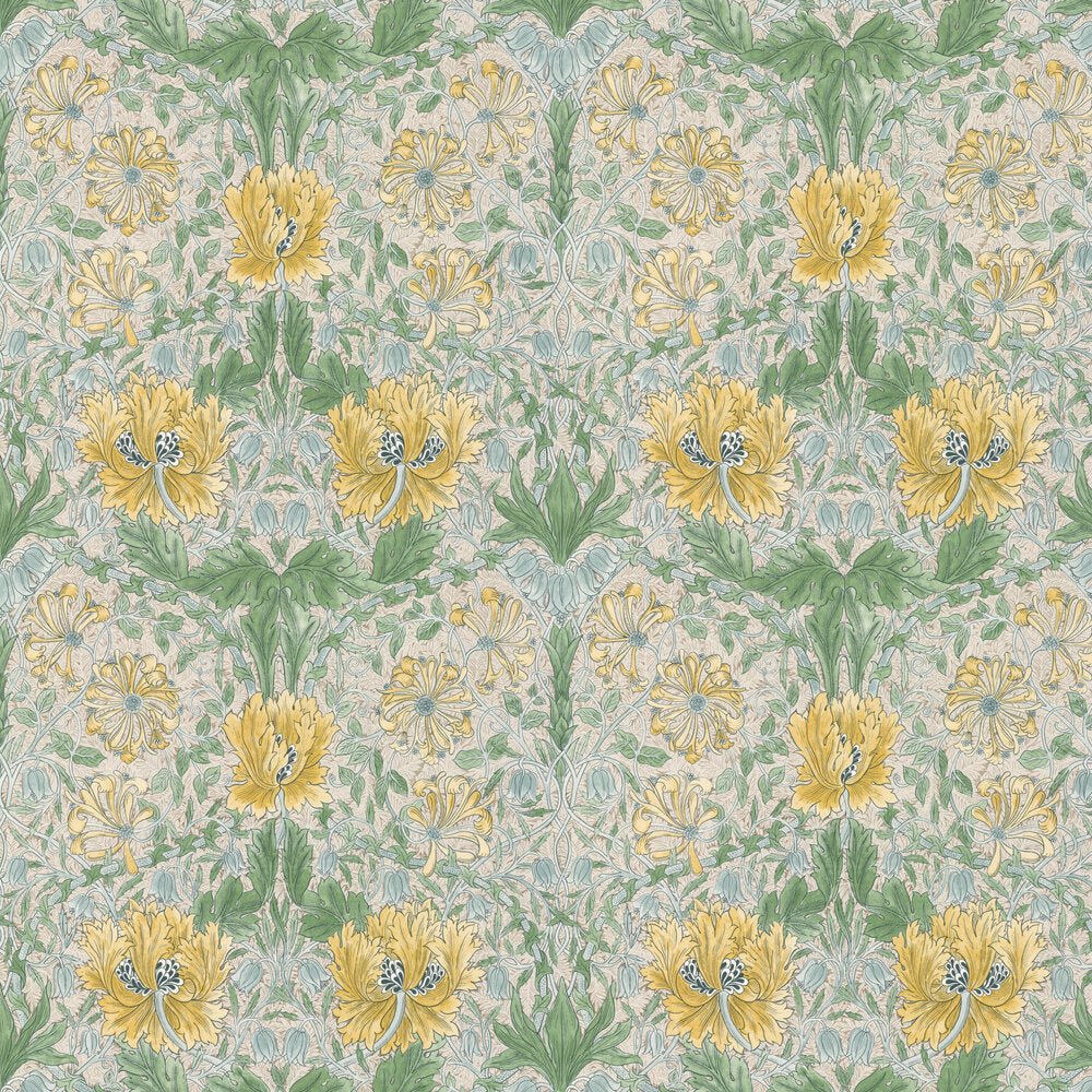 Pure Honeysuckle & Tulip Wallpaper - Sunflower / Thyme - 217386 - Morris Wallpaper WD - Premier Wallcovering