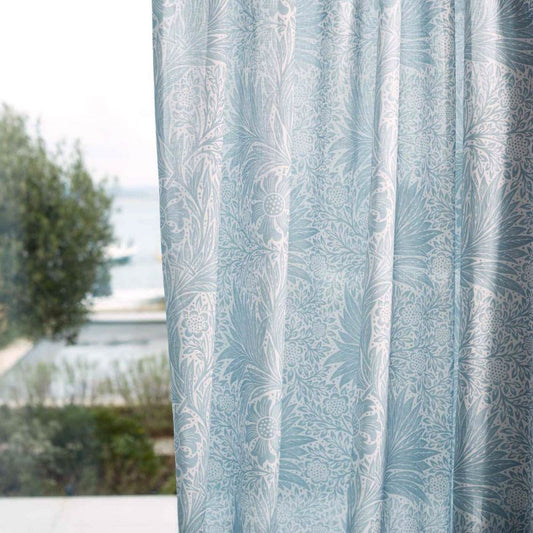 Pure Marigold Sheer Wide Width Fabric - Soft Blue - Morris & Co - 227295 - Premier Wallcovering