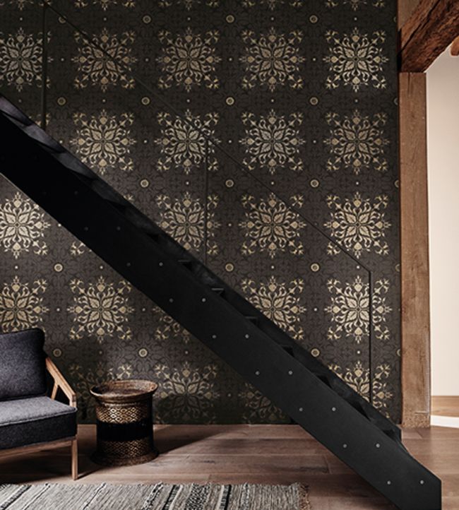 Pure Net Ceiling Wallpaper - Charcoal/Gold - 216036 - Morris & Co - Premier Wallcovering