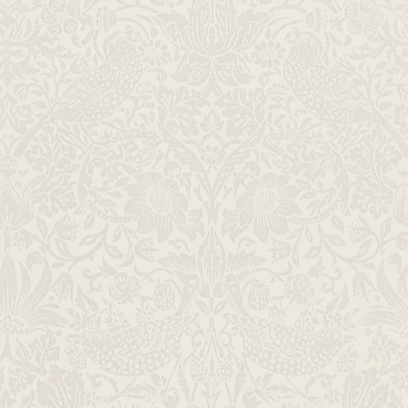 Pure Strawberry Thief Wallpaper - Oyster/Chalk - 216021 - Morris & Co - Premier Wallcovering