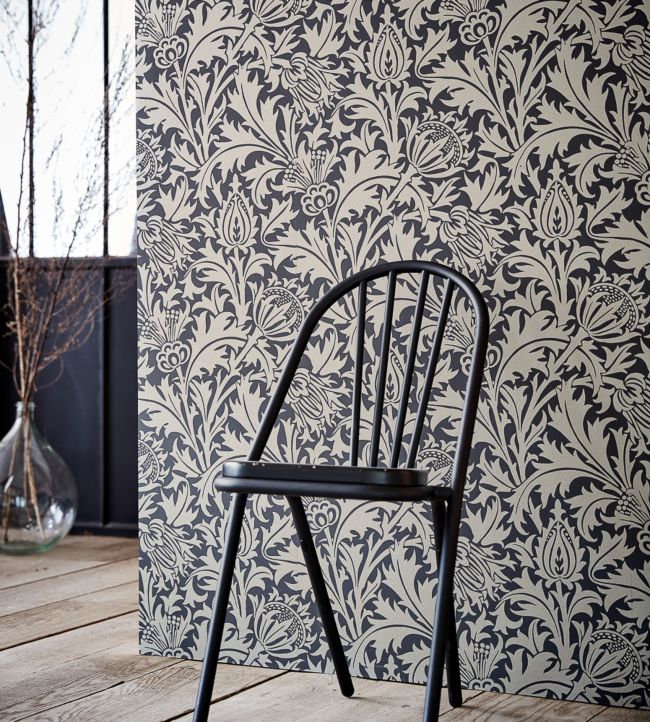 Pure Thistle Wallpaper - Black Ink - 216549 - Morris & Co - Premier Wallcovering