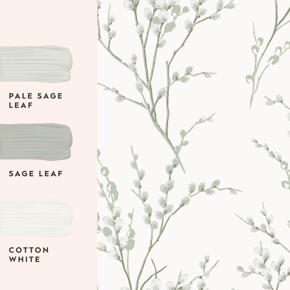 Pussy Willow Wallpaper - Sage Green - Laura Ashley - 130115 - Premier Wallcovering