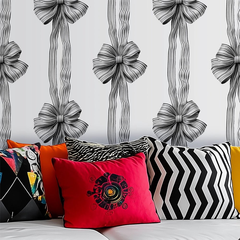 Put a Bow on it Wallpaper - Monochrome - Lust Home - LH900601 - Premier Wallcovering