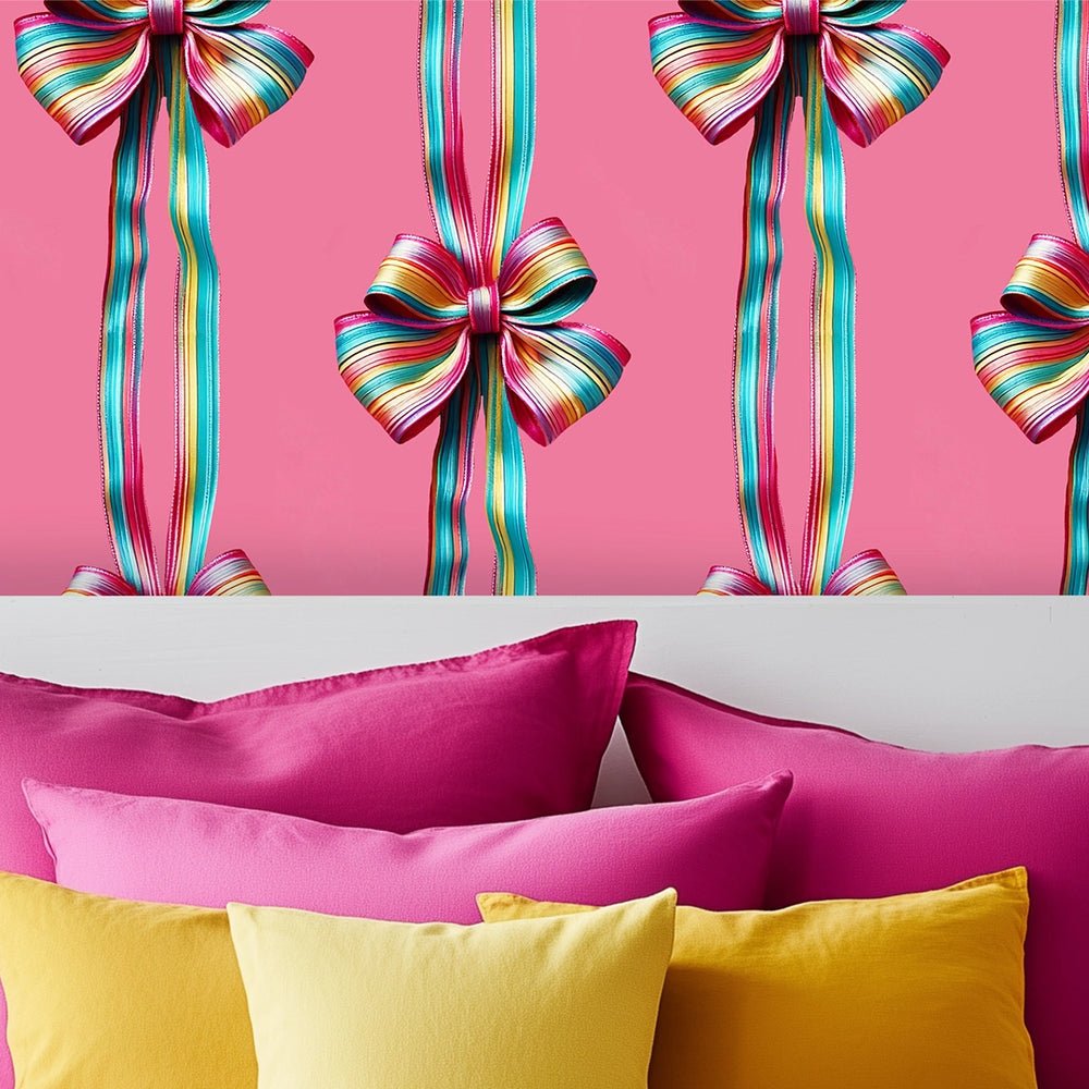 Put a Bow on it Wallpaper - Candy Pink - Lust Home - LH900600 - Premier Wallcovering