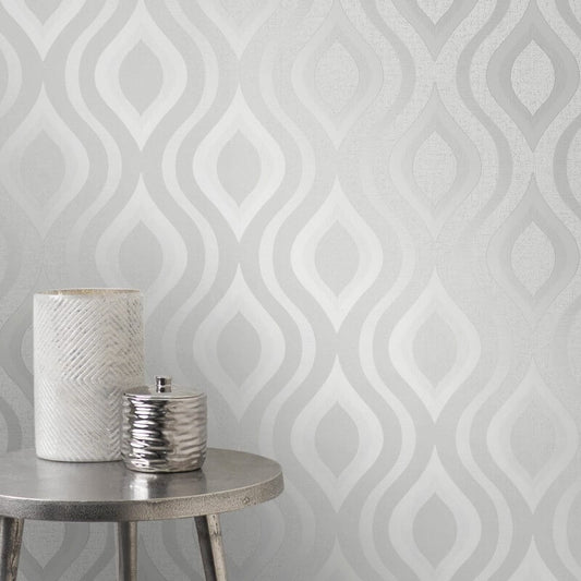 Quartz Geo Glitter Wallpaper - Silver - Fine Décor - FD41968 - Premier Wallcovering