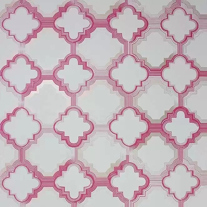 Quatrefoil Wallpaper - Grey/Pink - Osborne & Little - W6599-04 - Premier Wallcovering
