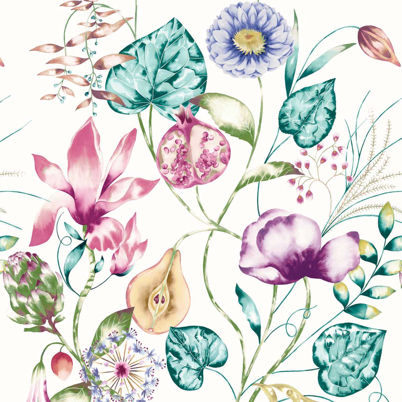 Quintessence Wallpaper - Lagoon/Cerise - Harlequin - HZAP111775 - Premier Wallcovering