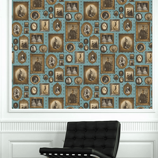Rabbit Rabbit Rabbit Wallpaper - Blue - The Graduate Collection - CC1RABWAL - Premier Wallcovering