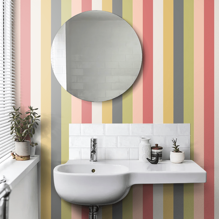 Rainbow Bloc Wallpaper - Cherry Twist - Ohpopsi - STR50128W - Premier Wallcovering