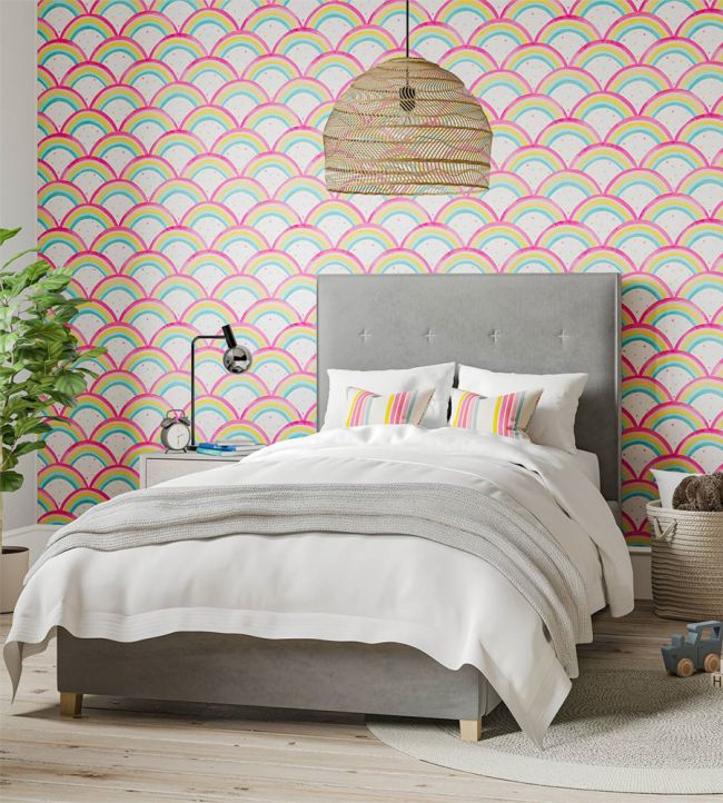 Rainbow Brights Wallpaper - Cherry/Blossom/Pineapple/Sky - HLTF112645 - Harlequin - Premier Wallcovering