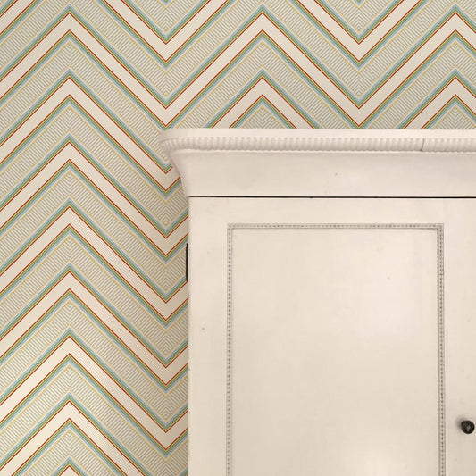 Rainbow Chevron Wallpaper - Green - Ottoline - W/RBOW/101/1 - Premier Wallcovering