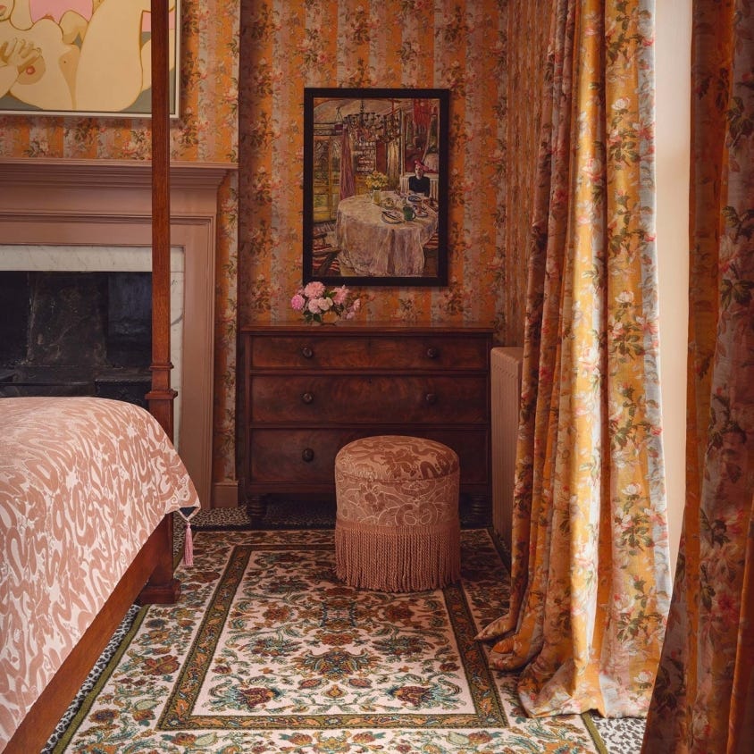 Rainbow Rose Cotton Linen Stripe Fabric - Dusk - House of Hackney - 1-FA-RAI-CL-DUS-XXX-XXX - Premier Wallcovering