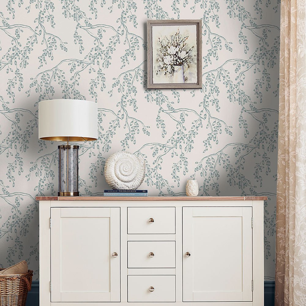 Rainham Willow Wallpaper - Newport Blue - Laura Ashley - 140334 - Premier Wallcovering