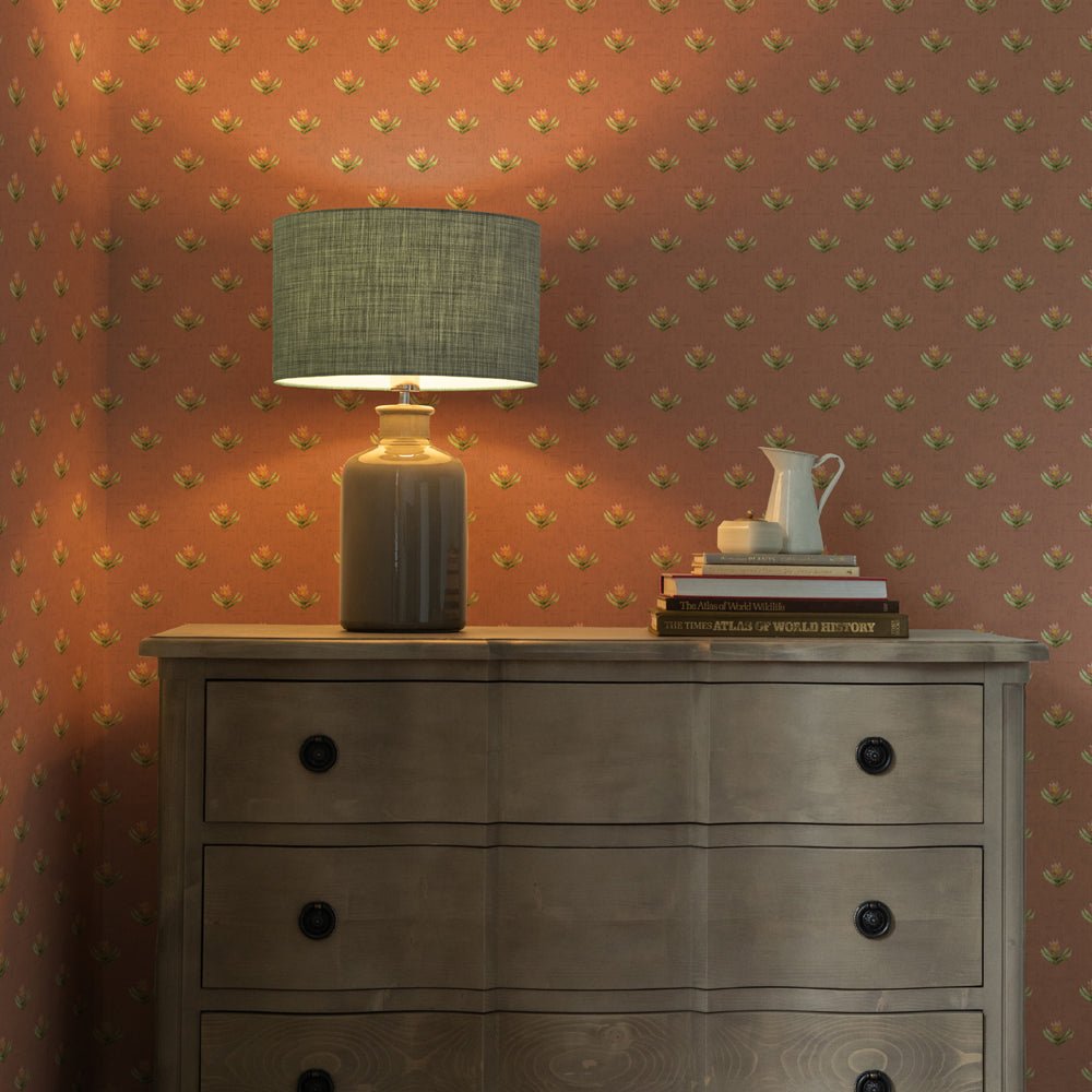 Raja Wallpaper - Terracotta - Voyage Maison - RAJA/WPO/TER - Premier Wallcovering