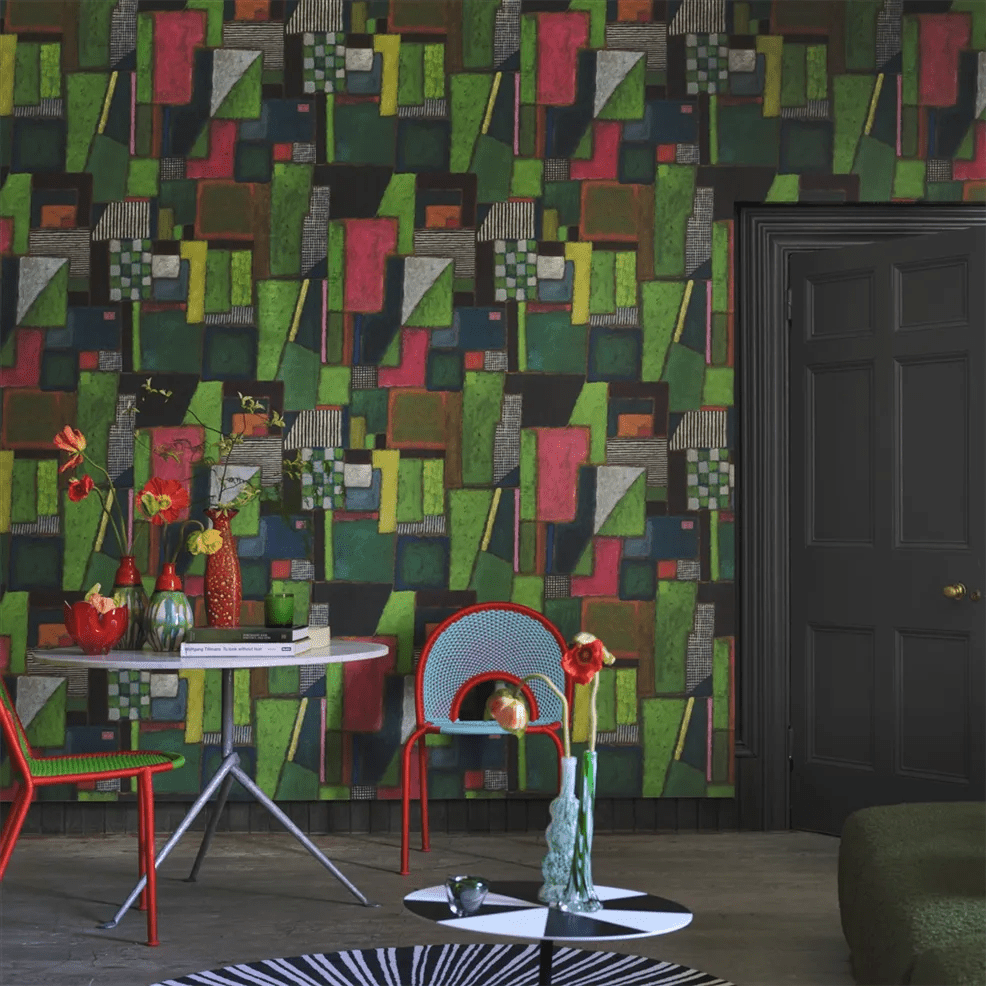 Raku Patchwork Wallpaper - Emerald - PDG1203/01 - Designers Guild - Premier Wallcovering