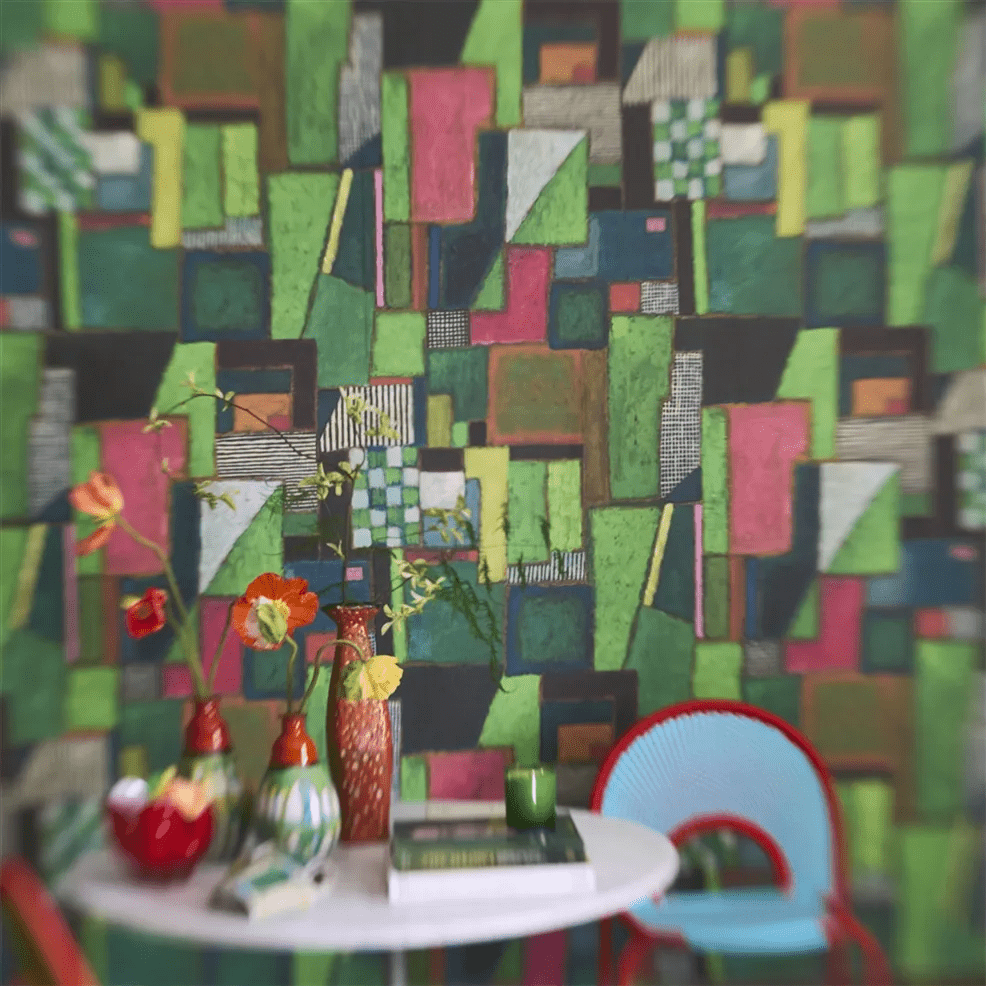 Raku Patchwork Wallpaper - Emerald - PDG1203/01 - Designers Guild - Premier Wallcovering