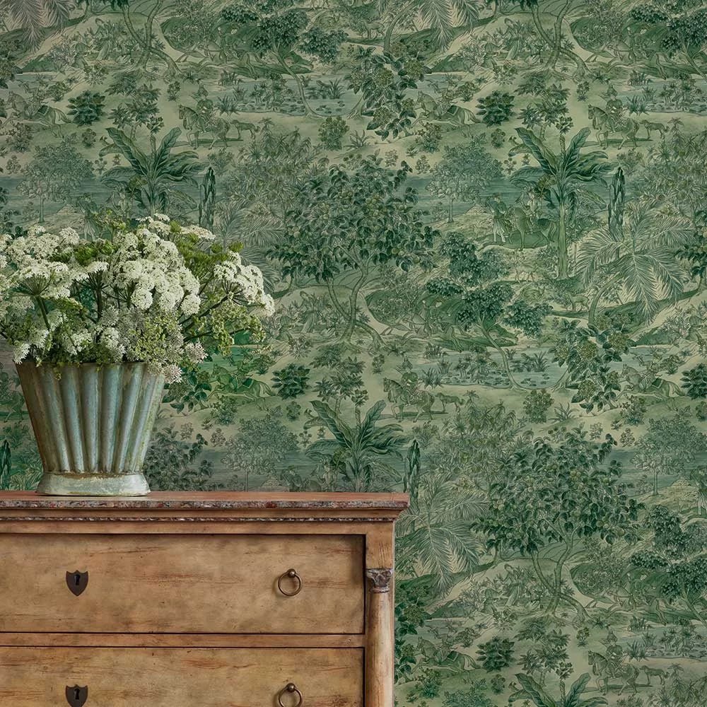 Ramayana Wallpaper - Emerald - GP & J Baker - BW45088/3 - Premier Wallcovering