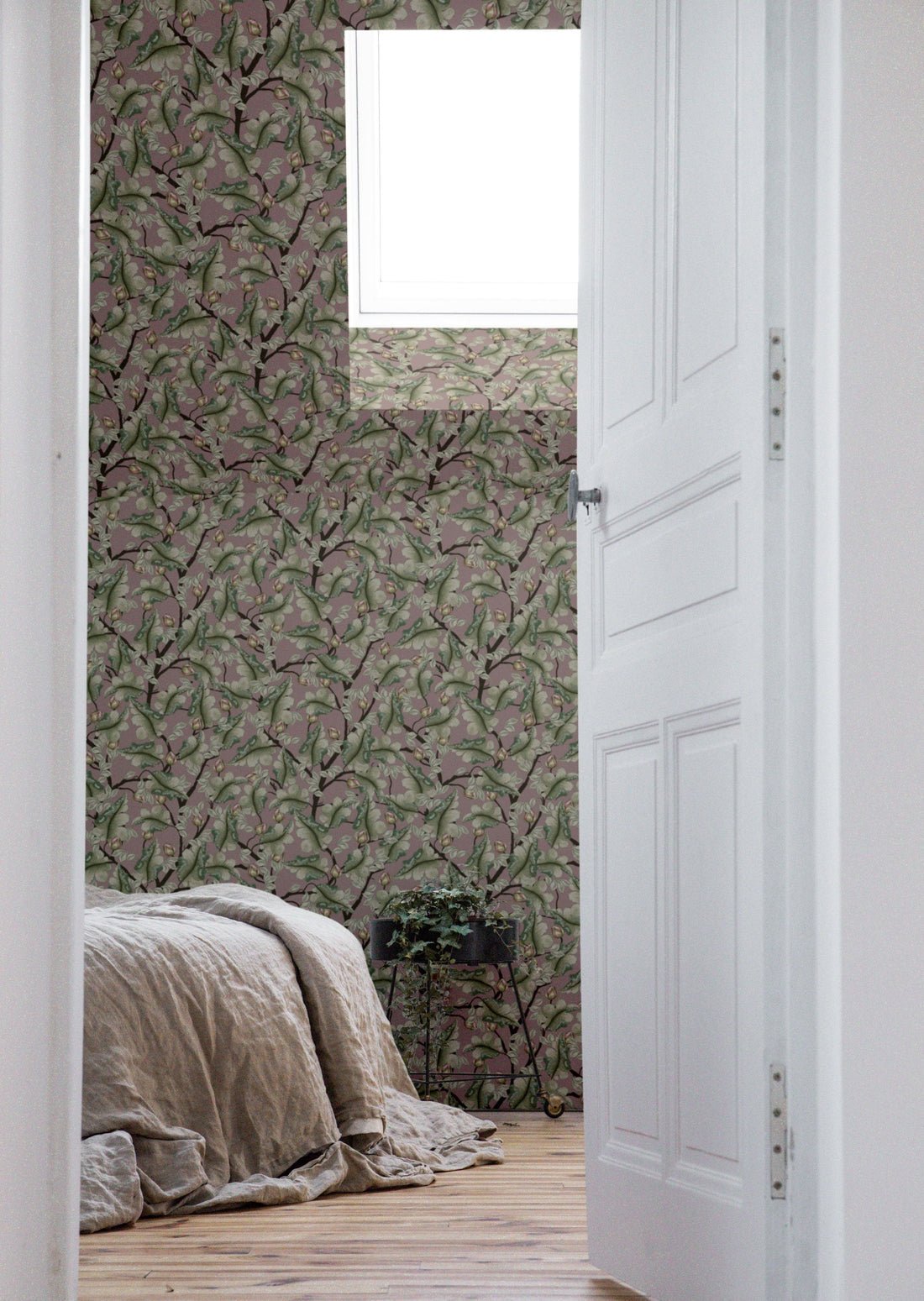 Ranunculus Floral Wallpaper - Dark Lilac - Summer Gray - Premier Wallcovering