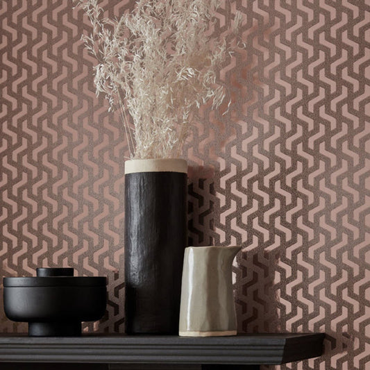 Rattan Foil Wallpaper - Rose Gold - 1838 wallcoverings - 2008 - 147 - 04 - Premier Wallcovering