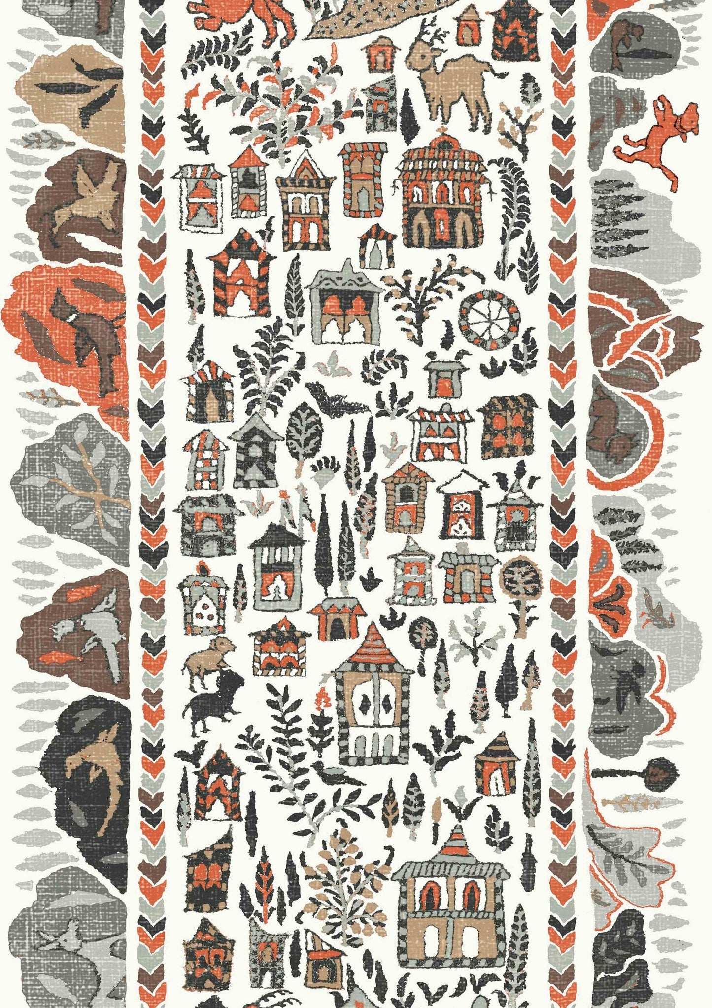 Ravi Ribbon Wallpaper - Satsuma Soot - Lewis & Wood - Premier Wallcovering