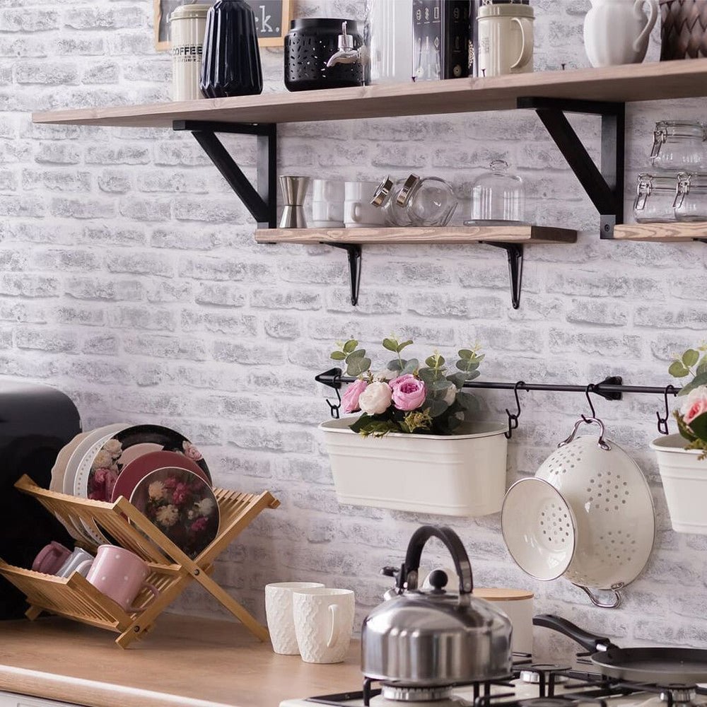 Realistic Brick Wallpaper - White - Superfresco Easy - 101801 - Premier Wallcovering
