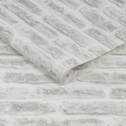 Realistic Brick Wallpaper - White - Superfresco Easy - 101801 - Premier Wallcovering