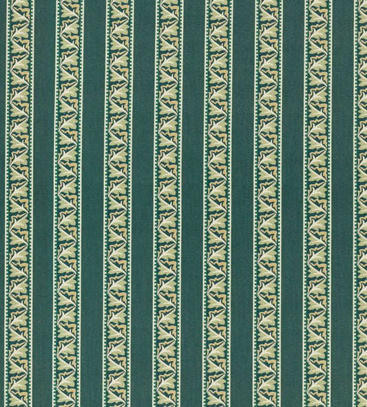 Red Car Stripe Fabric - Indigo/Linen - Morris & Co - 227247 - Premier Wallcovering