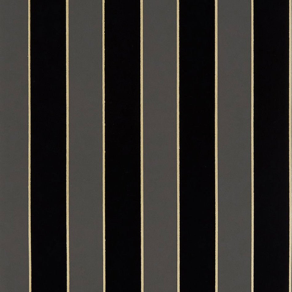 Regency Stripe Wallpaper - Charcoal/ Gold - Osborne & Little - W7780-20 - Premier Wallcovering