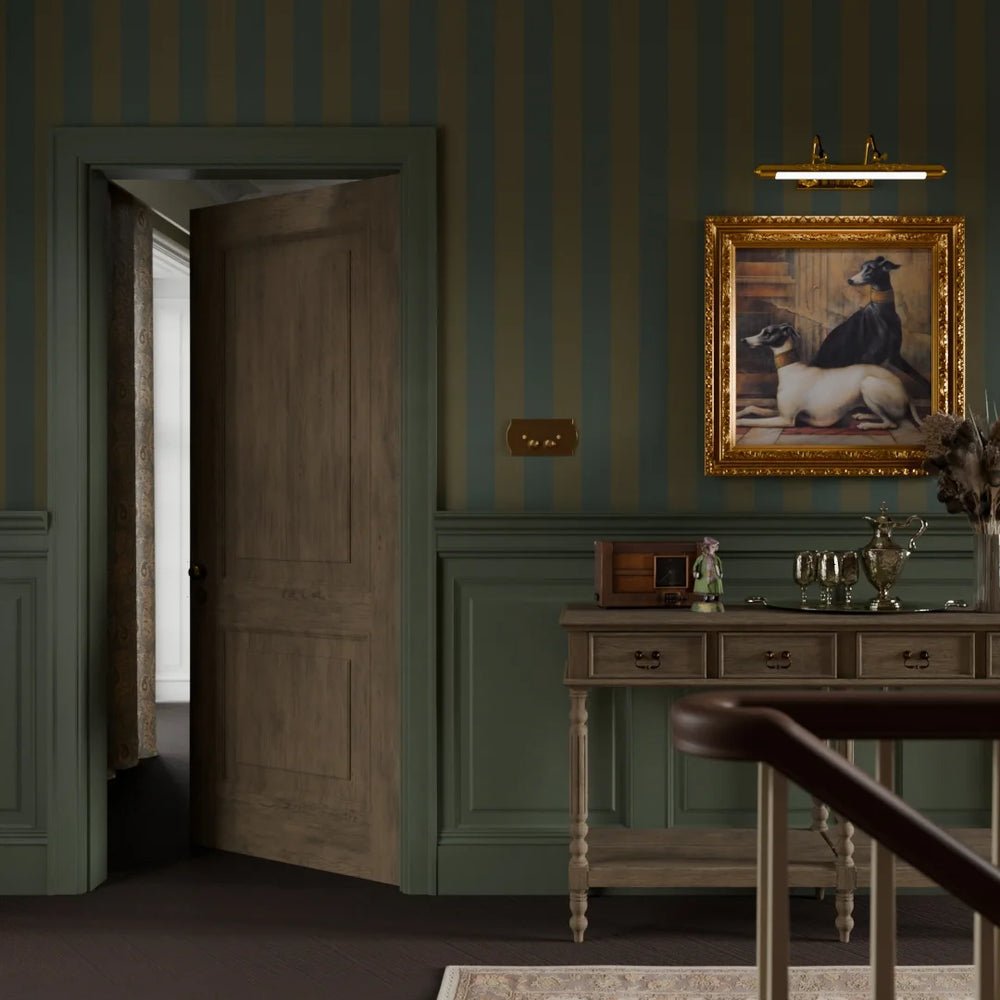 Regent Stripe Wallpaper - Gentleman Green and Pine Green - LAN100232 - Lucie Annabel - Premier Wallcovering
