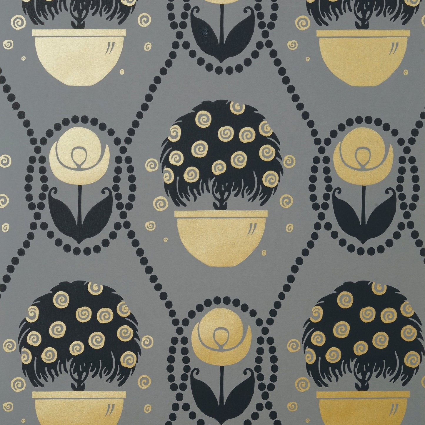 Rene Wallpaper - Metallic Gold on Charcoal - Thibaut - T2957 - Premier Wallcovering