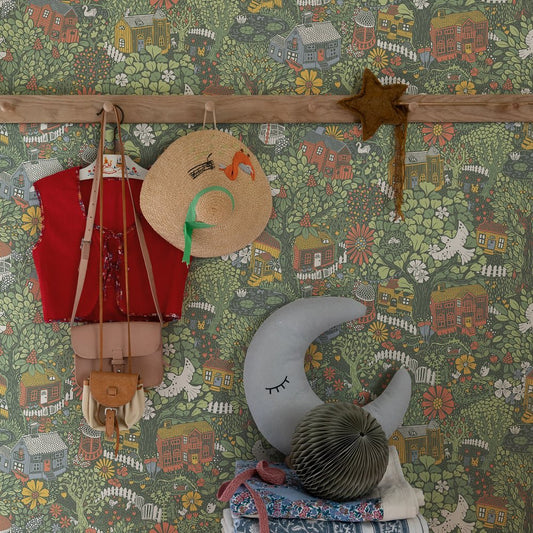 Resan Build a Home Kids Wallpaper - Dark Green - Galerie - Resan - 63003 - Premier Wallcovering