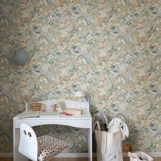Resan Floral Kids Wallpaper - Green - Galerie - Resan - 29029 - Premier Wallcovering