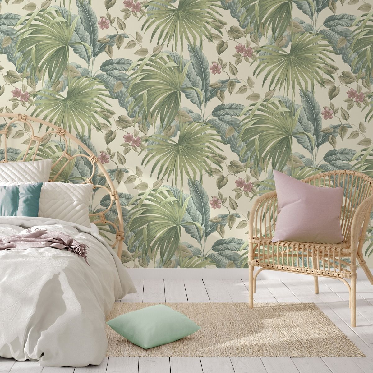 Retreat Leaf Wallpaper - Pink / Beige - Belgravia - 54447 - Premier Wallcovering