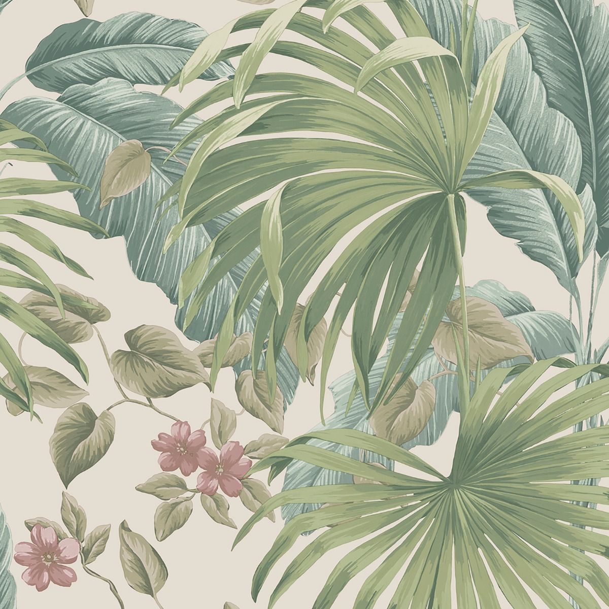 Retreat Leaf Wallpaper - Pink / Beige - Belgravia - 54447 - Premier Wallcovering