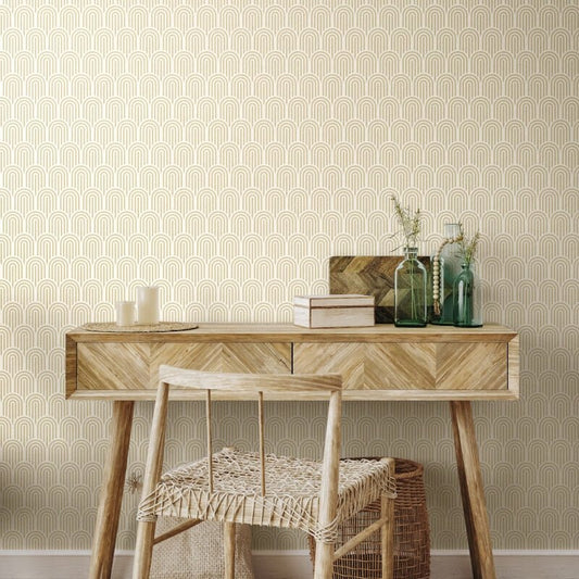 Retro Arch Wallpaper - Cream - Hoopla Walls - HWA1066W - Premier Wallcovering