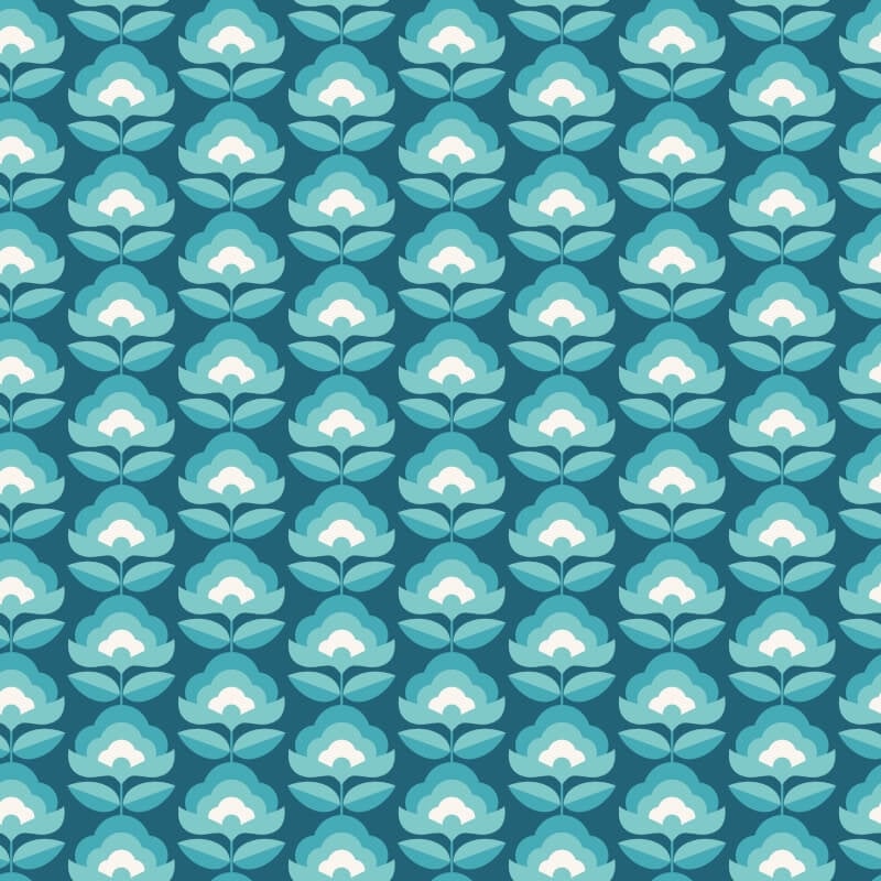 Retro Flower Wallpaper - Teal Mix - Hoopla Walls - HWA1174W - Premier Wallcovering