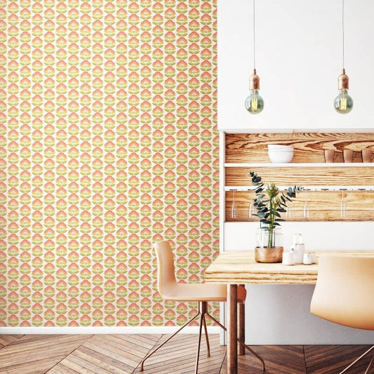 Retro Flower Wallpaper - Apricot Mix - Hoopla Walls - HWA1169W - Premier Wallcovering