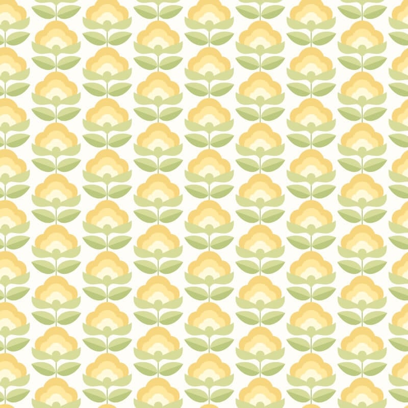 Retro Flower Wallpaper - Sunshine - Hoopla Walls - HWA1170W - Premier Wallcovering