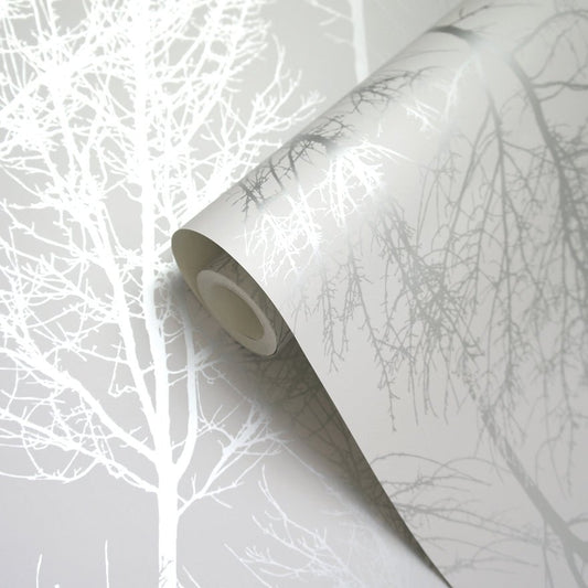 Rhea Trees Wallpaper - Grey Silver - Holden Décor - 90760 - Premier Wallcovering