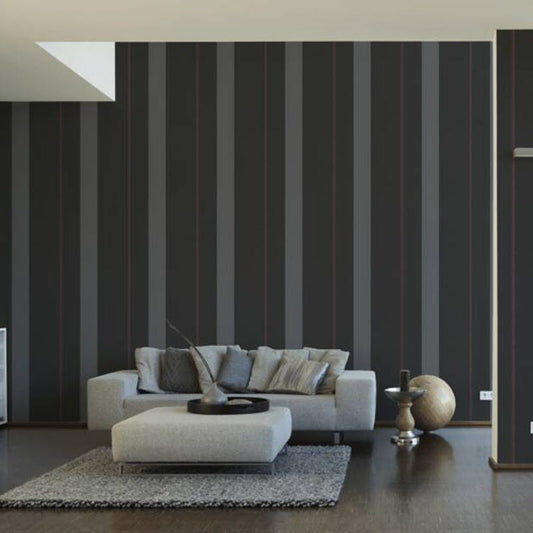 Ribbon Stripe Wallpaper - Charcoal - A S Creation - Karl Lagerfield - 37848 - 1 - Premier Wallcovering