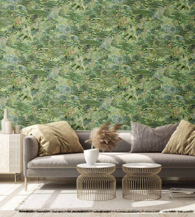 Rice Terrace Standard Wallpaper - Grass Green - Brand McKenzie - BMTD001/11B - Premier Wallcovering