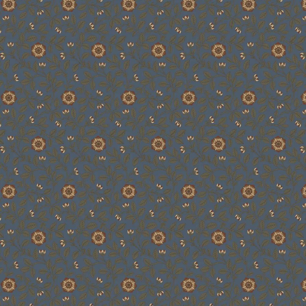 Richmond Green Wallpaper - Revival Blue - Little Greene - 0251RGREVIB - Premier Wallcovering
