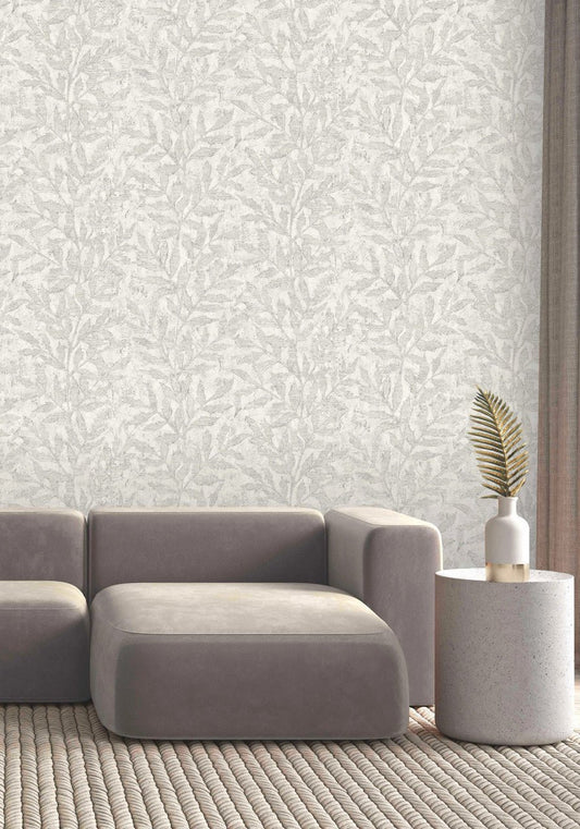 Richmond Leaf Wallpaper - Off White - Rasch - 315004 - Premier Wallcovering