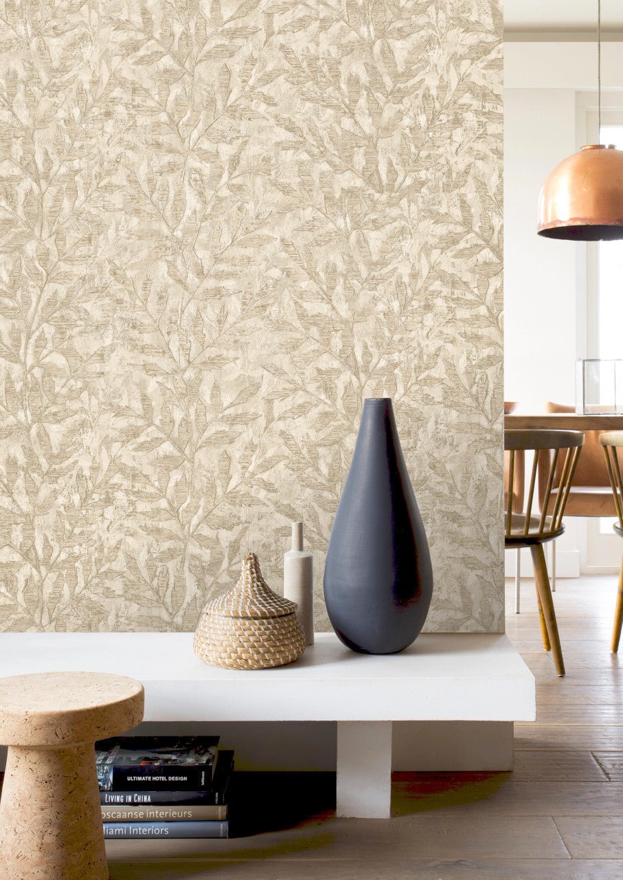 Richmond Leaf Wallpaper - Beige - Rasch - 315028 - Premier Wallcovering