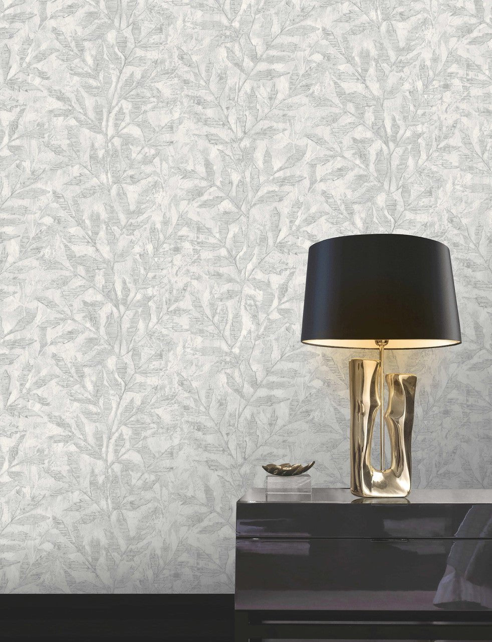 Richmond Leaf Wallpaper - Grey - Rasch - 315011 - Premier Wallcovering