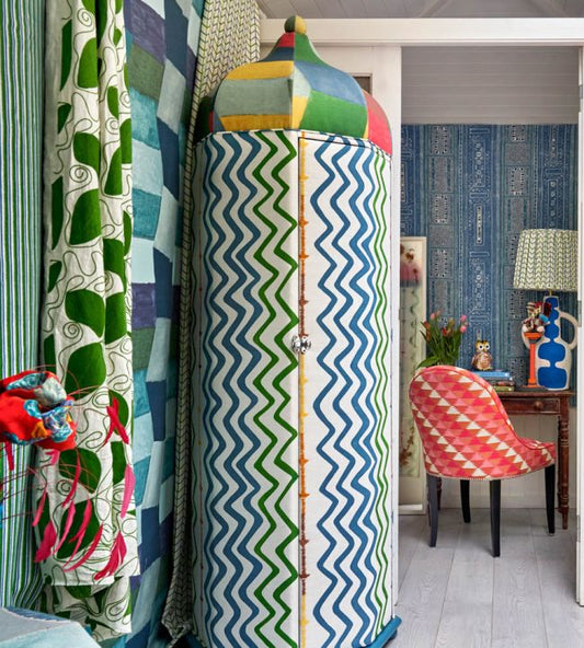 Rick Rack Fabric - Green - Christopher Farr Cloth - CFF242 - 01 - Premier Wallcovering