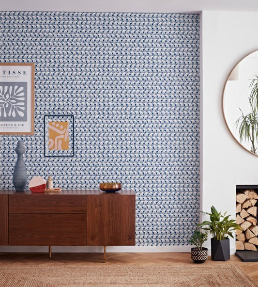 Ride The Wave Wallpaper - Denim - NART112807 - Scion - Premier Wallcovering